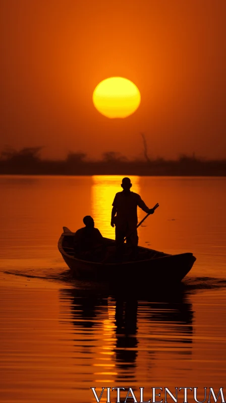 Captivating Water Scene: Serene Silhouette Lighting in Yoruba Art Style AI Image