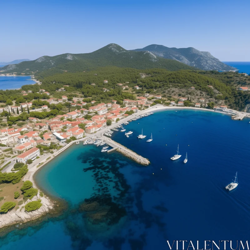 Captivating Coastal Village in Croatia | Serene Sea and Lush Hills AI Image