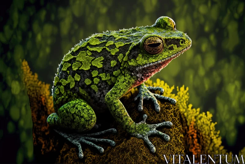 Hyper-Detailed Frog Portrait in a Green Environment AI Image