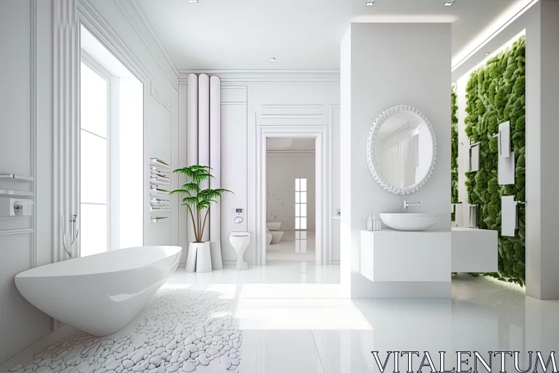 Modern Bathroom with Moss Wall | Neoclassical Style AI Image