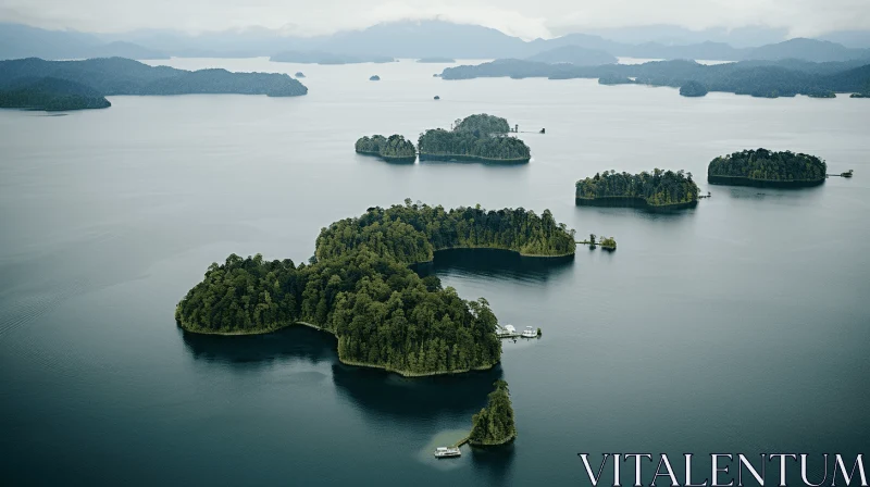 Captivating Aerial View of Islands in Tranquil Waters | Nature Wonders AI Image
