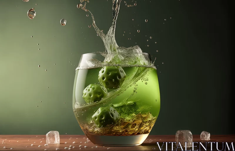 Captivating Green Liquid Splashing Out - Meticulous Still Life AI Image