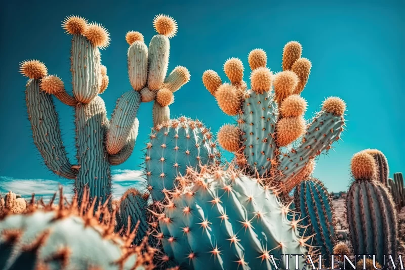 Colorful Cactuses in Front of Blue Sky | Surreal Animal Hybrids AI Image