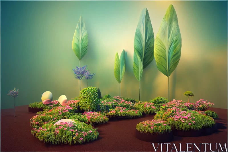 Lush 3D Garden Artwork | Nature-Inspired Floral Scene AI Image