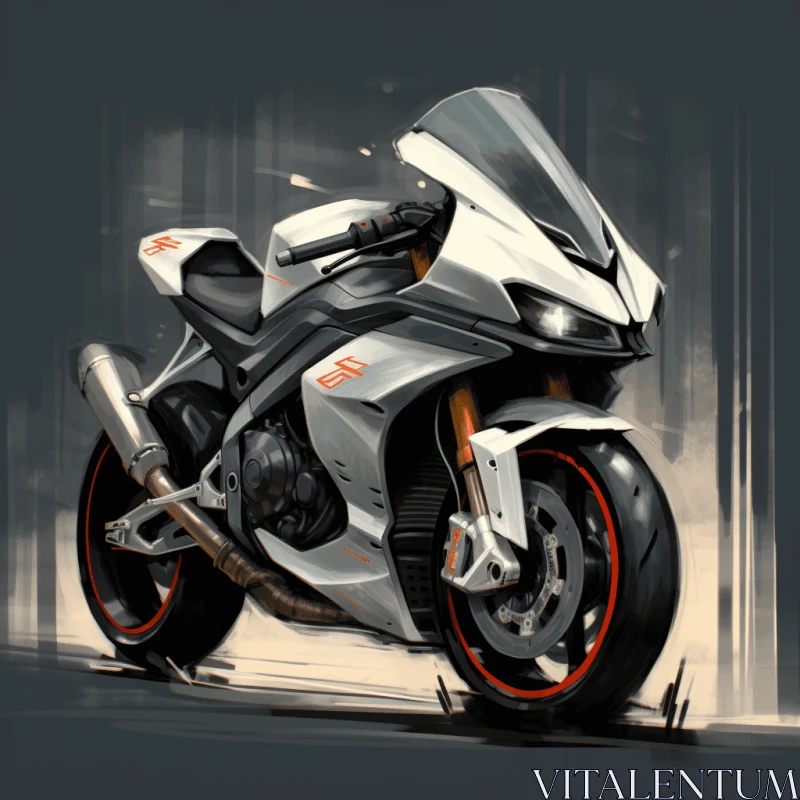 AI ART Yamaha Motorcycle Artwork: Iconic Concept in Light Gray