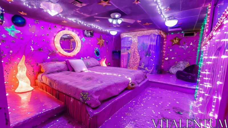 Dreamy Purple and Pink Bedroom: A Captivating Abstract Composition AI Image