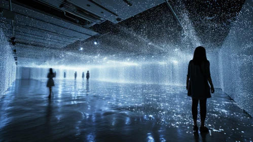 Enchanting Art Installation: Illuminated Night Sky in a Dark Room
