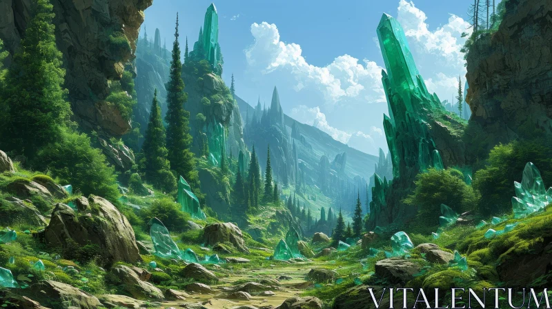 Serene Valley Landscape with River and Majestic Mountains AI Image