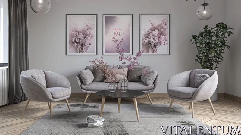 AI ART Contemporary Living Room Design: Minimalist Elegance