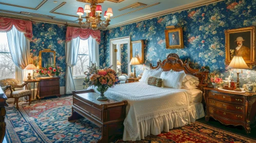 Elegant Victorian Style Bedroom with Floral Accents