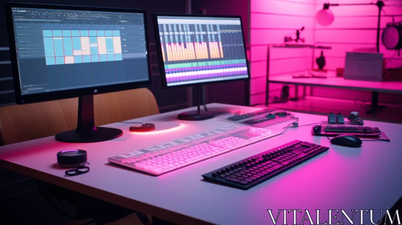 Modern Music Producer's Workspace AI Image