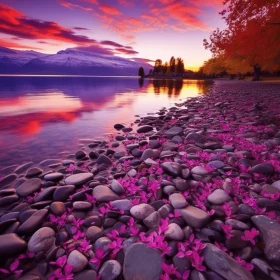 Pink Flowers on Rocks at Sunset: A Mesmerizing Display of Vibrant Colors