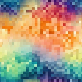 Pixelated Mosaic Gradient in Blue, Green, Yellow, Orange, Purple