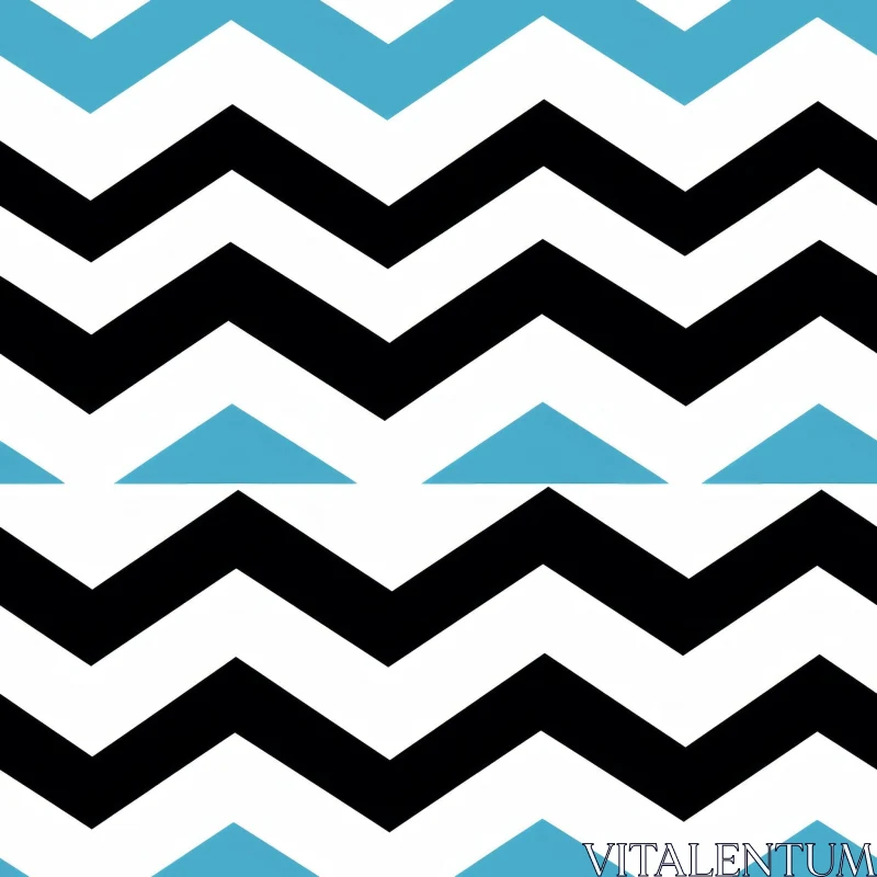 Black and White Chevron Pattern with Blue Accents AI Image