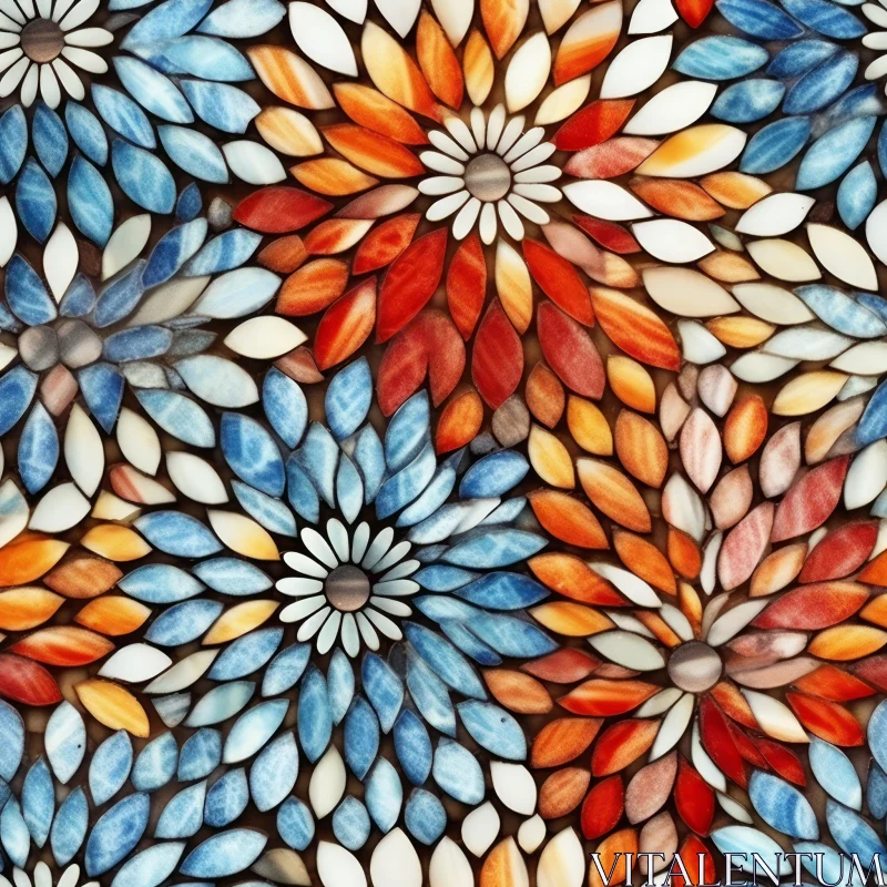 Colorful Glass Mosaic Floral Pattern AI Image