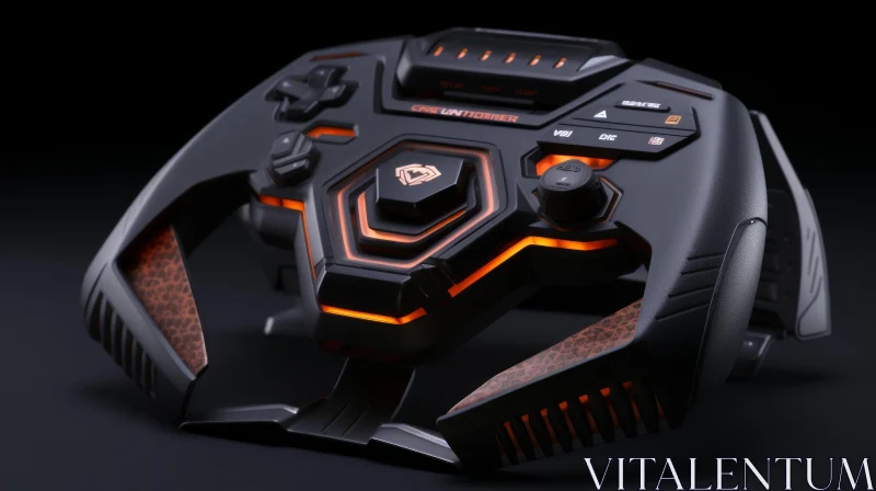 Futuristic Black and Orange 3D Gamepad Design AI Image