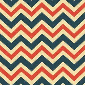 Retro Chevrons Seamless Pattern - Red & Cream on Dark Blue