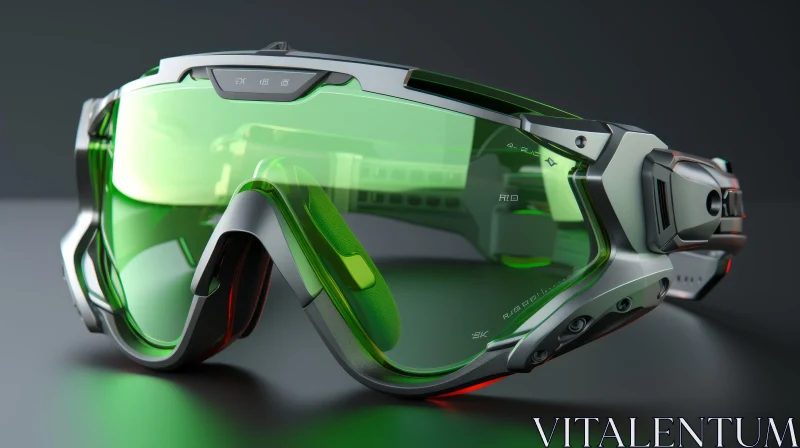 Black and Green Futuristic Glasses with Circuit Board Reflection AI Image