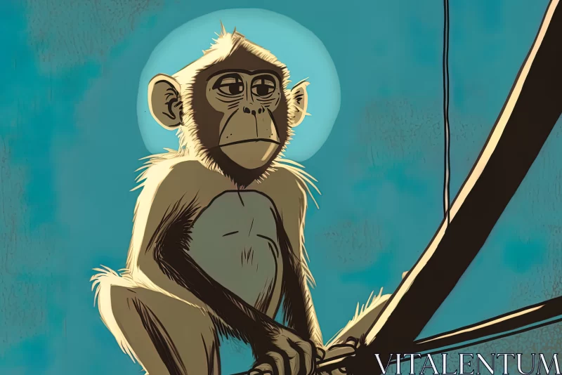 Captivating Monkey Tree Portrait Illustration | Fantastical Creatures AI Image