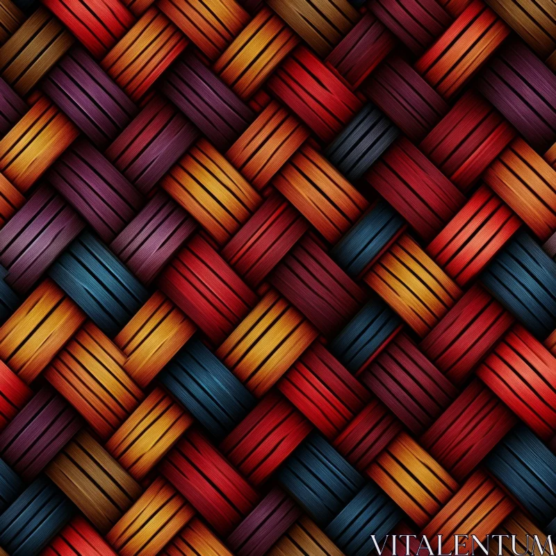 Colorful Basket-Weave Texture Pattern AI Image