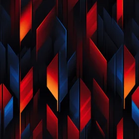 Dark Blue Geometric Pattern | Red Orange Shapes | Grid Design