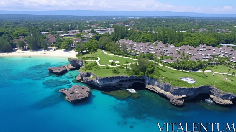 Island Retreat Resort and Spa in Indonesia - Aerial View AI Image