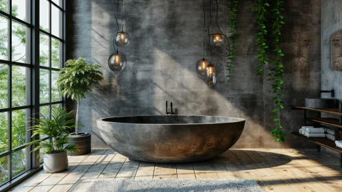 Modern Bathroom with a Striking Round Bathtub | Captivating Design