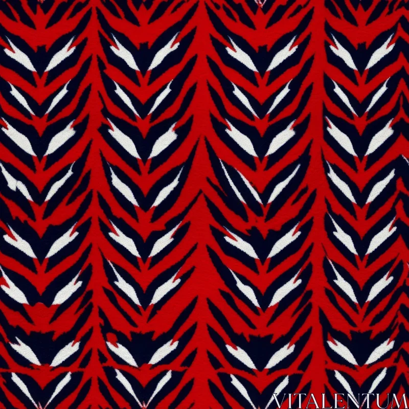 Retro Red White Blue Chevron Pattern AI Image