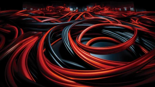 Abstract Red and Black Cables Artwork
