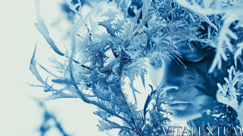Delicate Frost-Covered Plant: A Captivating Close-Up AI Image