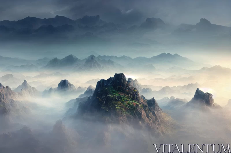 AI ART Misty Mountain Landscapes: Enchanting and Ethereal Fantasy Art