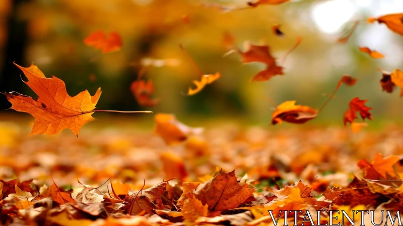 Serene Beauty of Autumn: Fallen Leaves in Various Shades AI Image