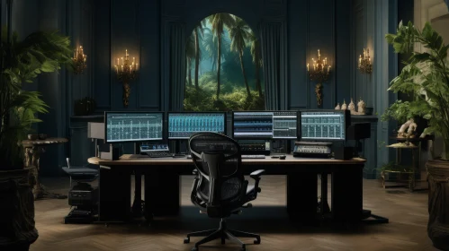 Moody Home Music Studio with Jungle View