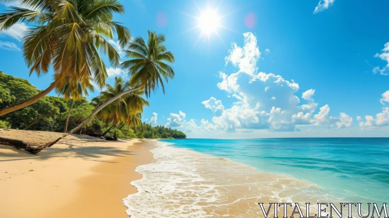 Serene Beach with White Sand and Clear Water AI Image