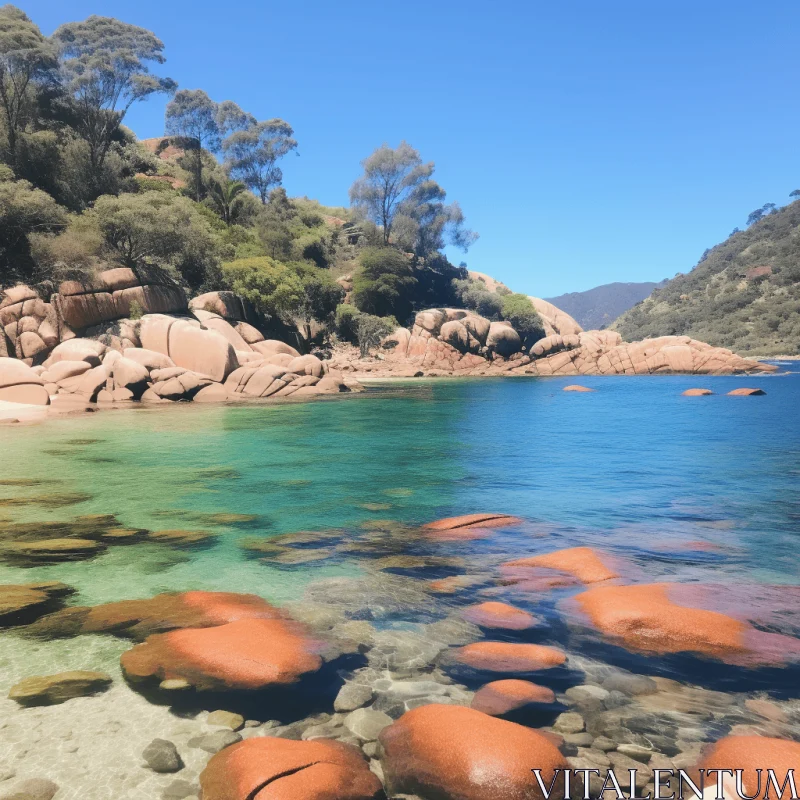 Captivating Beauty: Colorful Rocks Surrounded by Clear Water AI Image