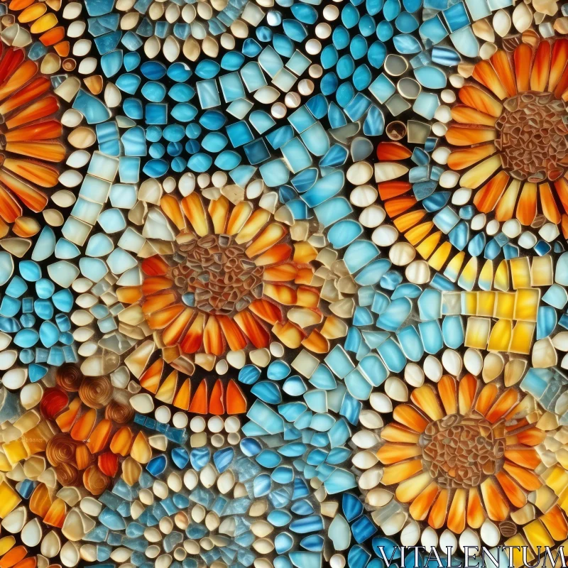 Colorful Glass Sunflower Mosaic Art AI Image