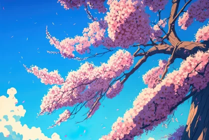 Delicate Pink Blossom Tree in 2D Game Art Style