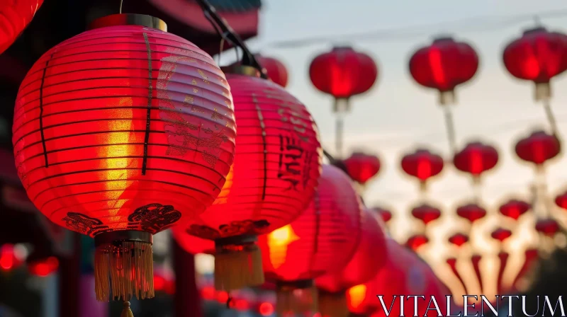 Enchanting Red Chinese Lanterns: A Celebration of Tradition AI Image