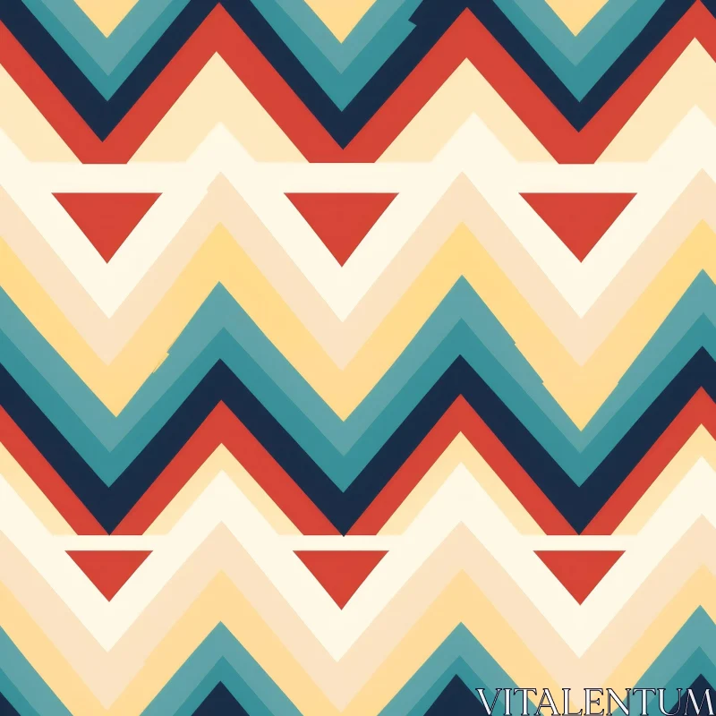 AI ART Geometric Zigzag Pattern in Red, Blue, and Yellow