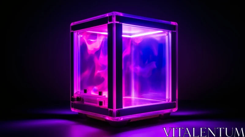 AI ART Glowing Cube Glass LED Lights Black Frame