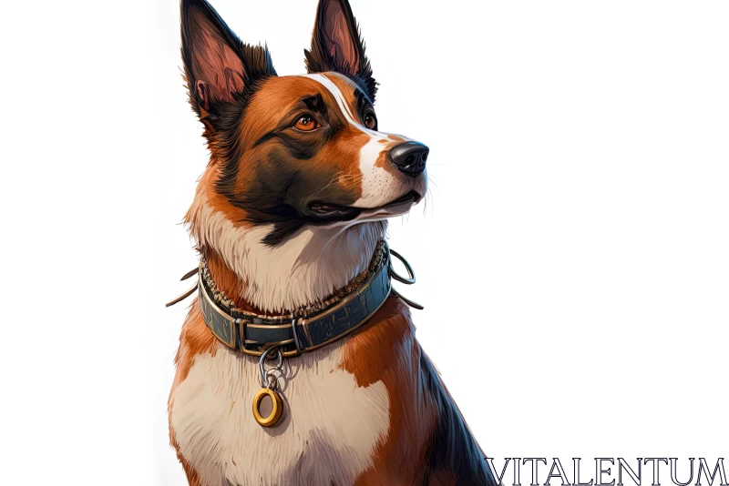 Hyper-Realistic Sci-Fi Dog Illustration with Collar | Detailed Character Art AI Image