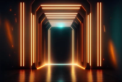 Neon Space: A Captivating 3D Render of High-Tech Art