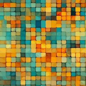 Pixelated Mosaic in Yellow, Orange, Green, Blue