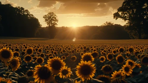 Sunflower Field at Sunset - Captivating Landscape Photograph