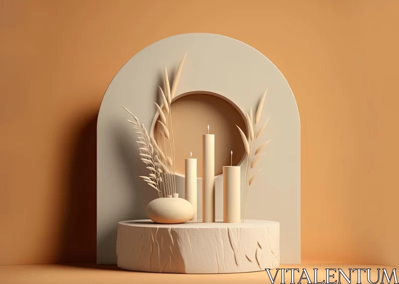 Abstract Minimalistic Compositions with Altar and Candles AI Image