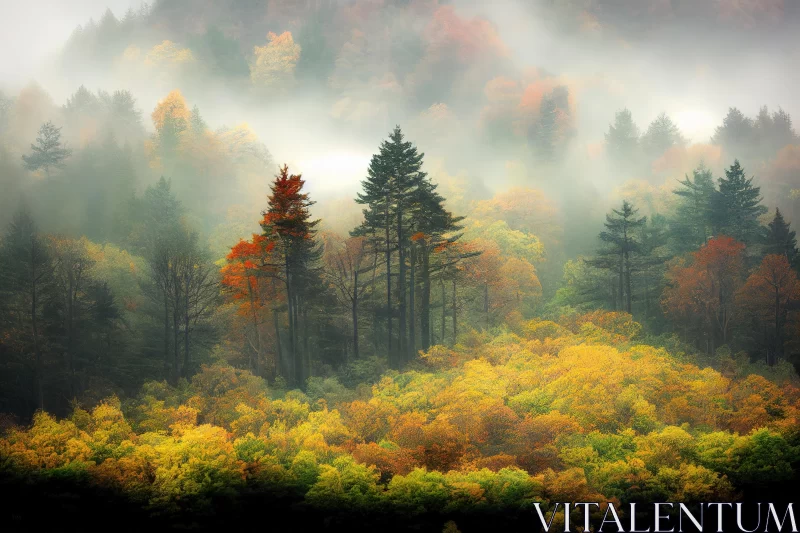 Enchanting Forest in Mist | Vibrant Colors | Japanese Art AI Image