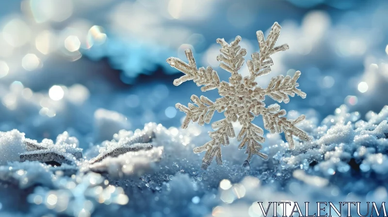 Ephemeral Beauty: Immaculate 3D Snowflake in Serene Surroundings AI Image