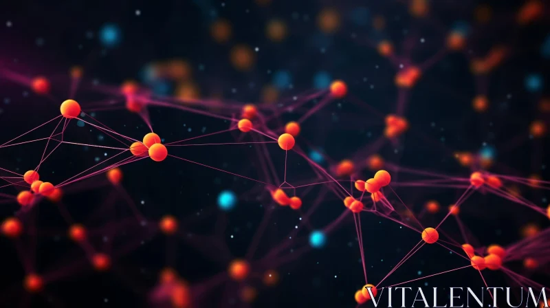 Glowing Orange Neural Network | Futuristic Technology Art AI Image