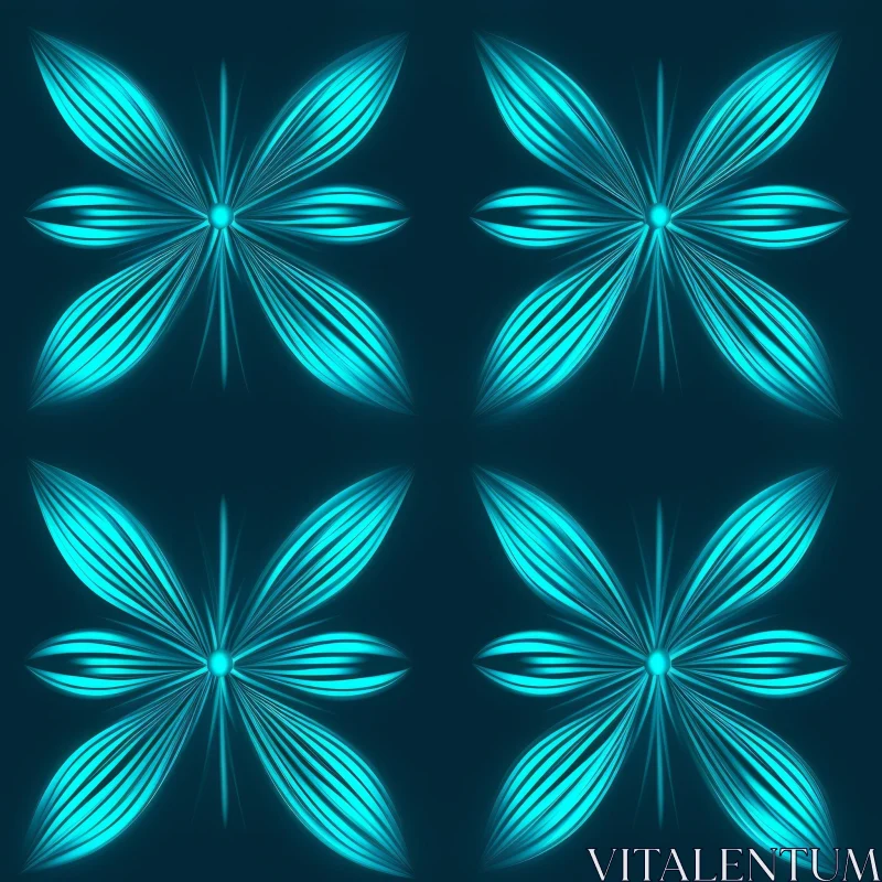 Teal Butterfly Seamless Pattern on Dark Blue Background AI Image