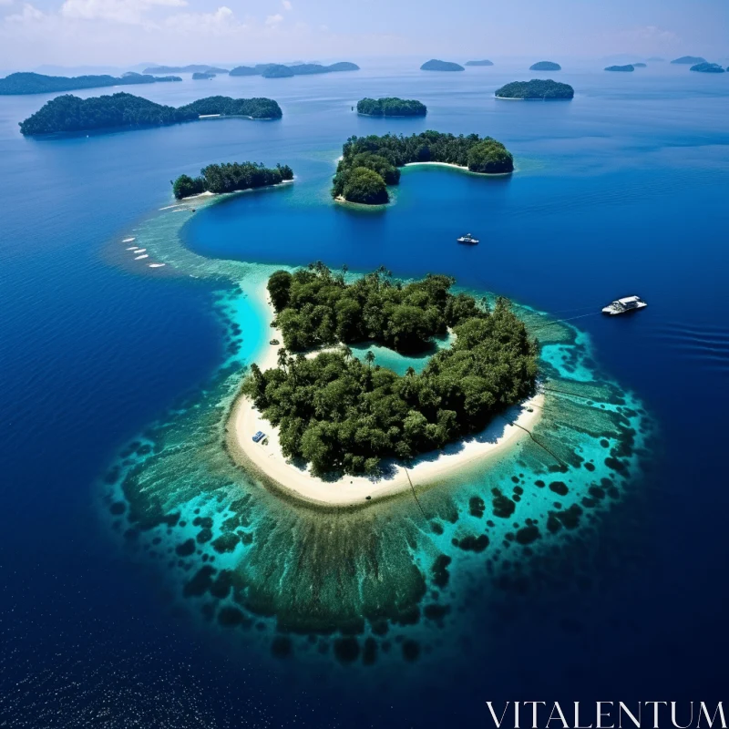 Tranquil Island in Teal Waters - Captivating Sumatraism Art AI Image